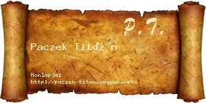 Paczek Titán névjegykártya